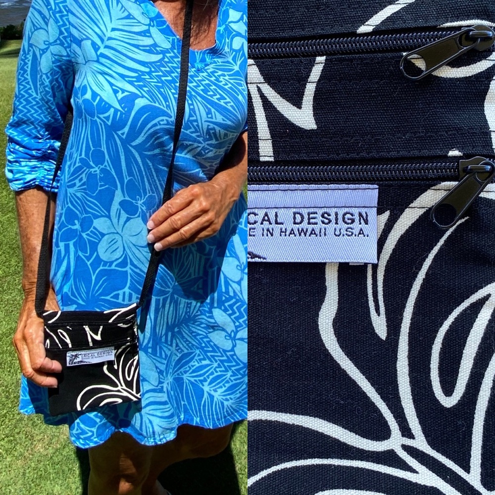 Black Crossbody Leaf Print